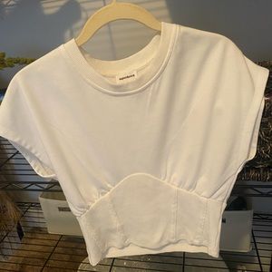 Revolve superdown white corset t shirt